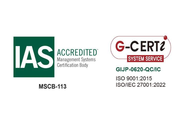 ISO/IEC 27001（ISMS）および ISO 9001（QMS）認証マーク
